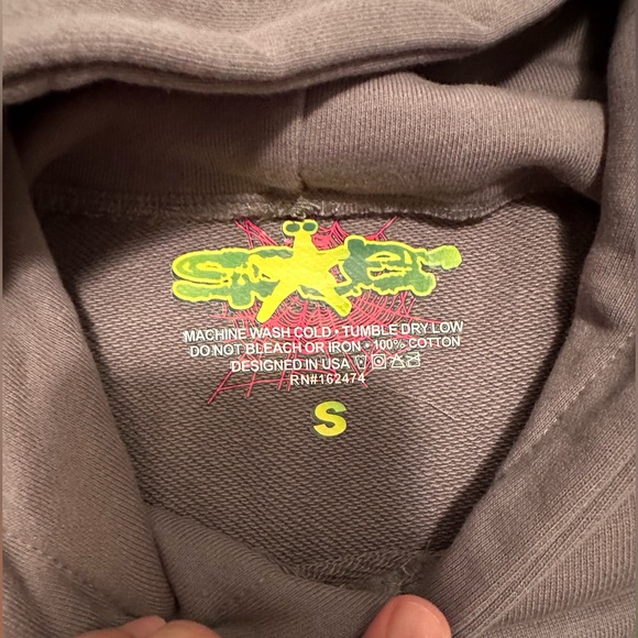 Sp5der Spider Hoodie Grey Green Small Men’s Young Thug Slime Green - Picture 4 of 4